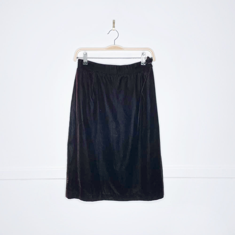 vintage tan f jay velvet knee length skirt