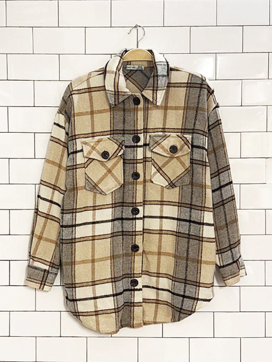 venice love fleece plaid shirt jacket - good market thrift store