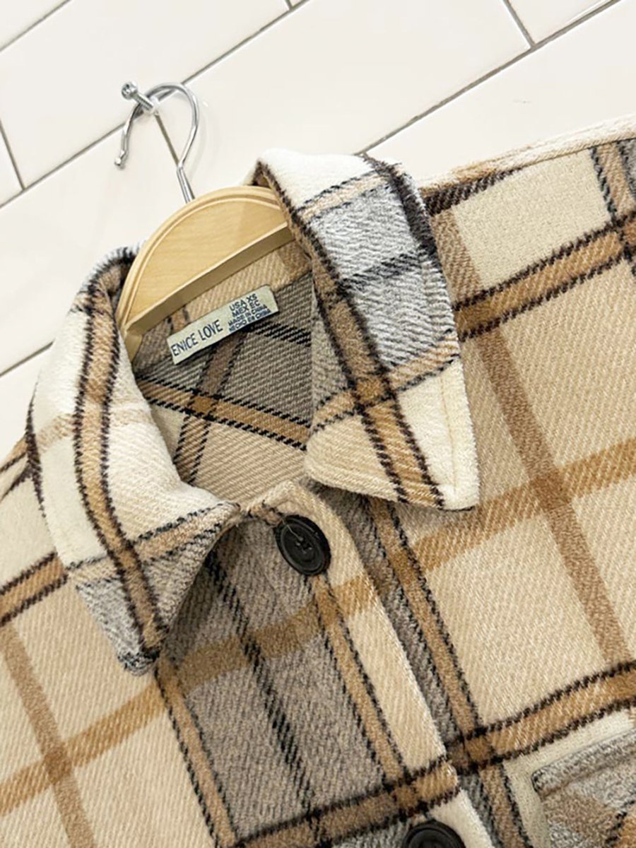 venice love fleece plaid shirt jacket - good market thrift store