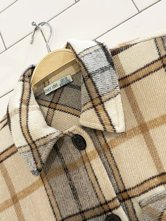 venice love fleece plaid shirt jacket - good market thrift store
