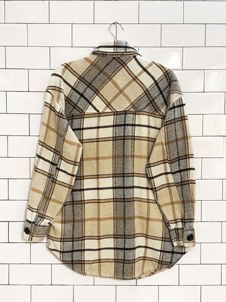 venice love fleece plaid shirt jacket - good market thrift store