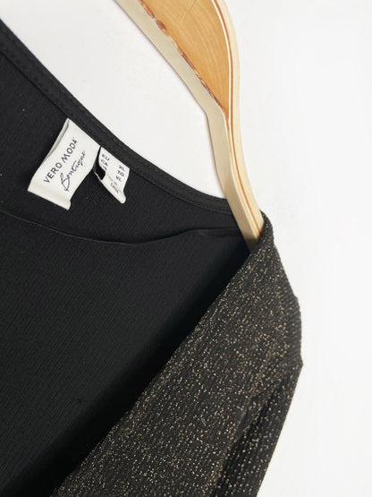 vero moda boutique gold metallic v - neck cardigan top - good market thrift store