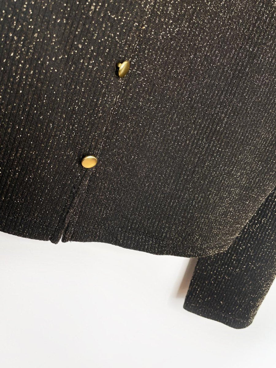 vero moda boutique gold metallic v - neck cardigan top - good market thrift store