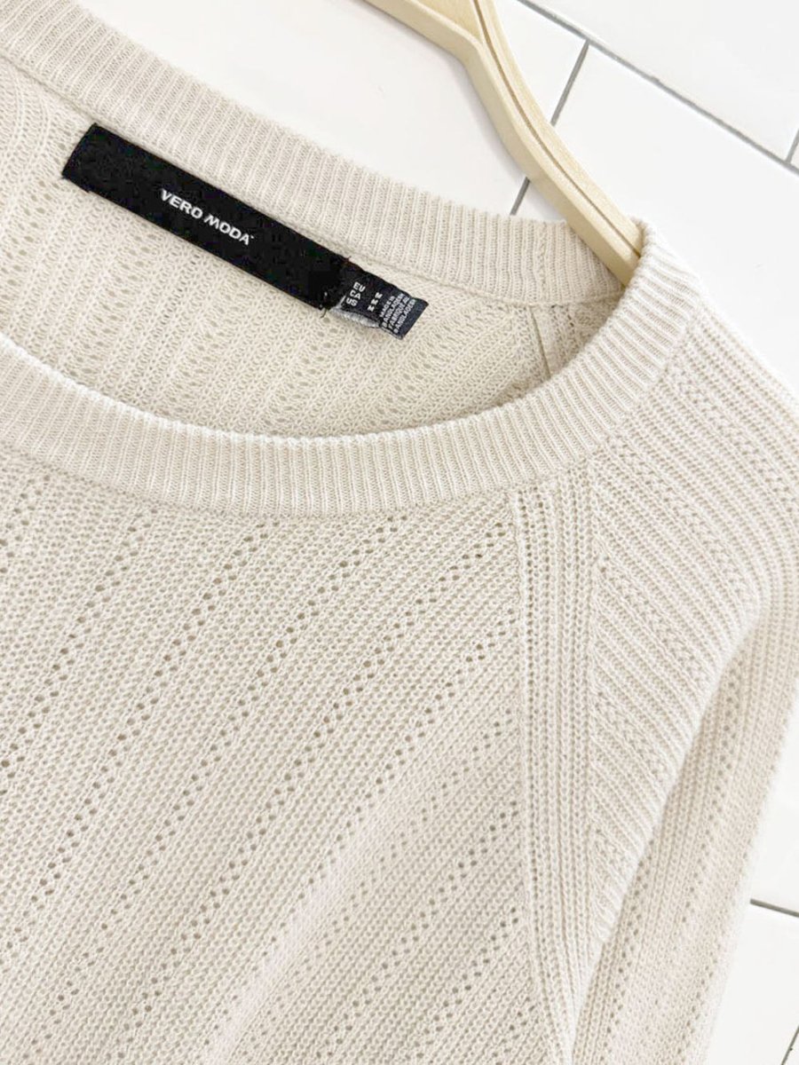 vero moda pointelle light knit summer sweater - good market thrift store