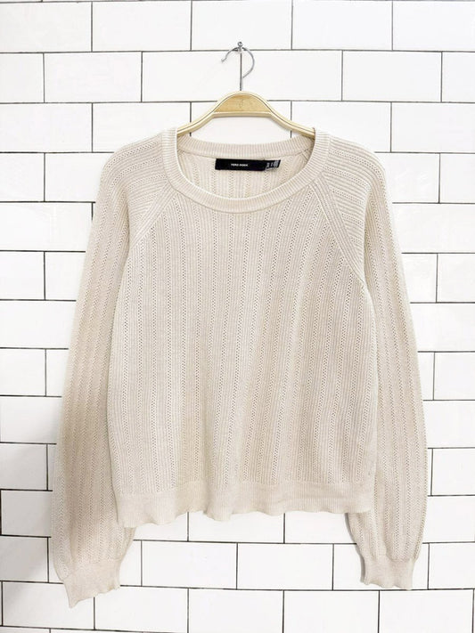 vero moda pointelle light knit summer sweater - good market thrift store