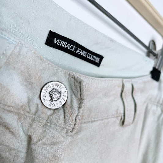 vintage 00s versace low rise grunge wide leg linen pants