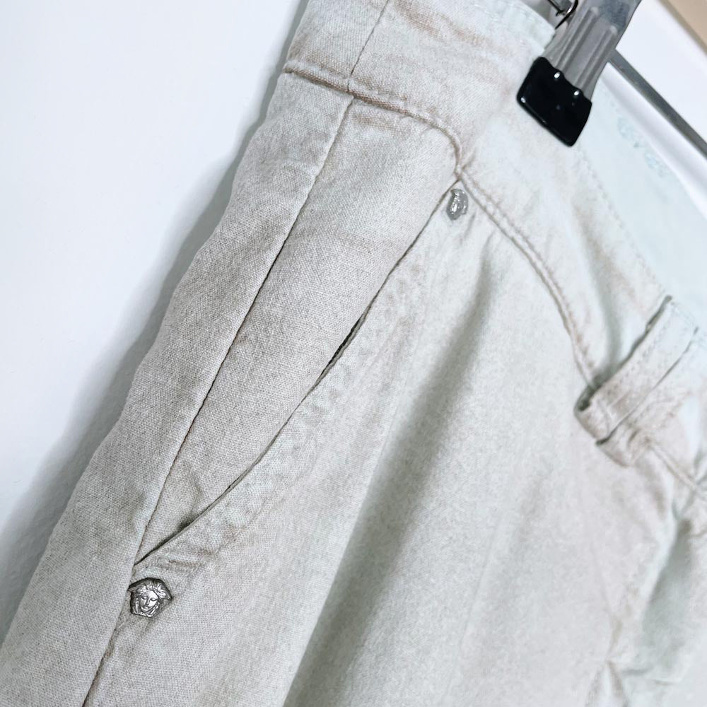 vintage 00s versace low rise grunge wide leg linen pants