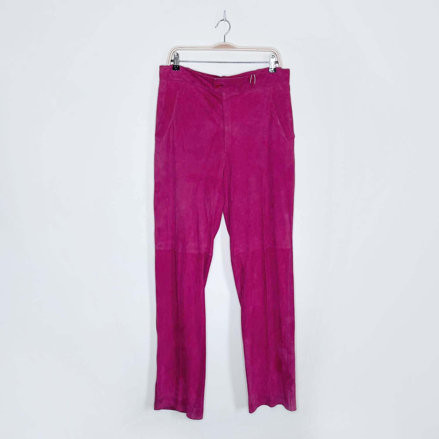 vintage 80s gianni versace pink suede pants - size 34