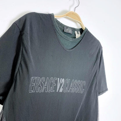 vintage 90s versace v2 classic black sheer tee - size medium