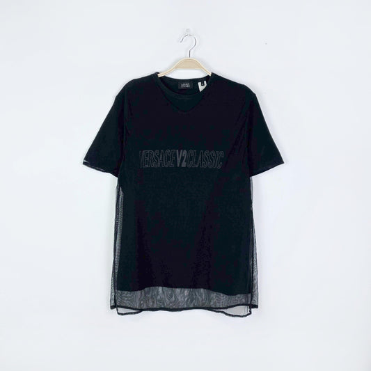 vintage 90s versace v2 classic black sheer tee - size medium