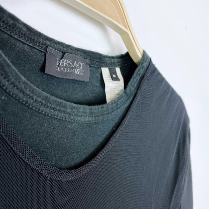 vintage 90s versace v2 classic black sheer tee - size medium