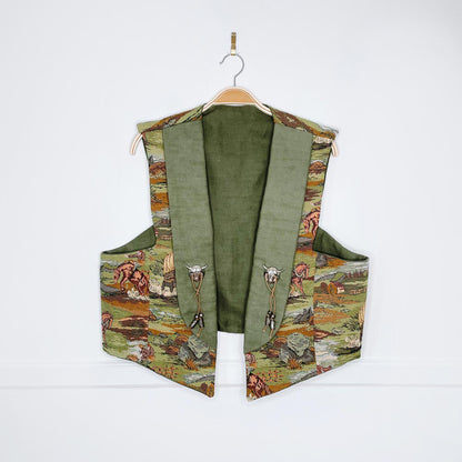 vintage skull concho woven outback tapestry vest