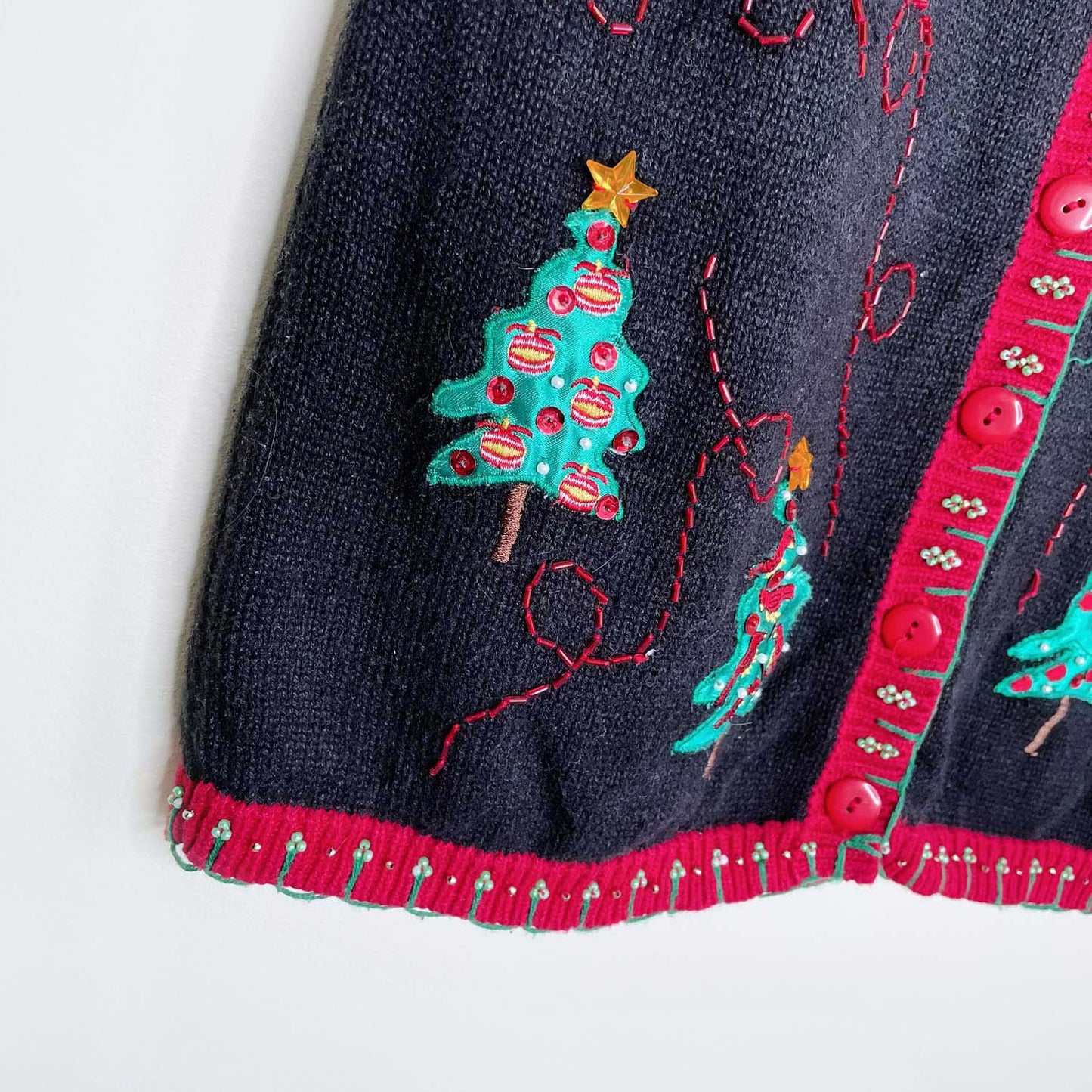 vintage compliments christmas tree knit vest - size medium