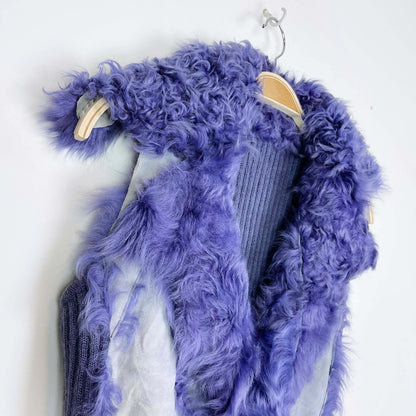 pelliarts purple mongolian sheepskin patch vest - size small