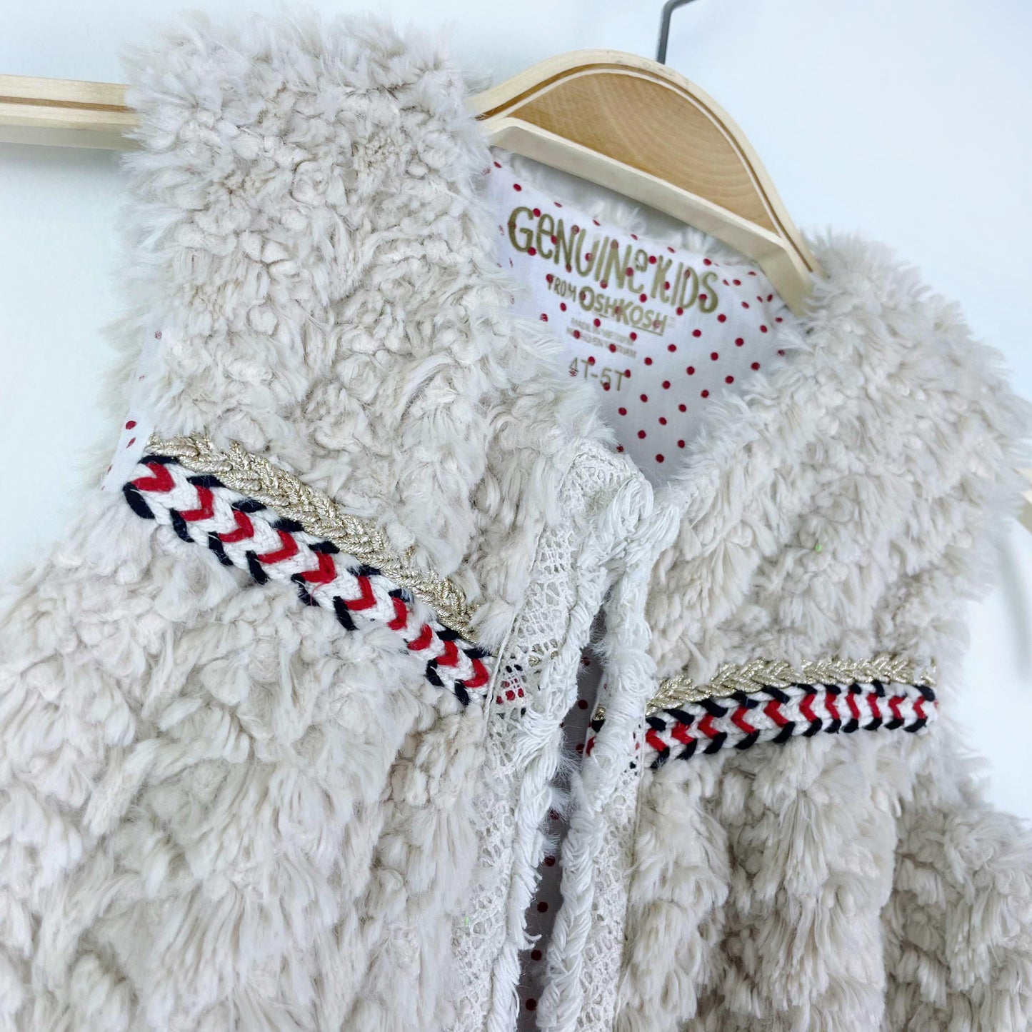 osh kosh faux fur boho vest - size 4T-5T
