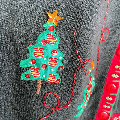 vintage compliments christmas tree knit vest - size medium