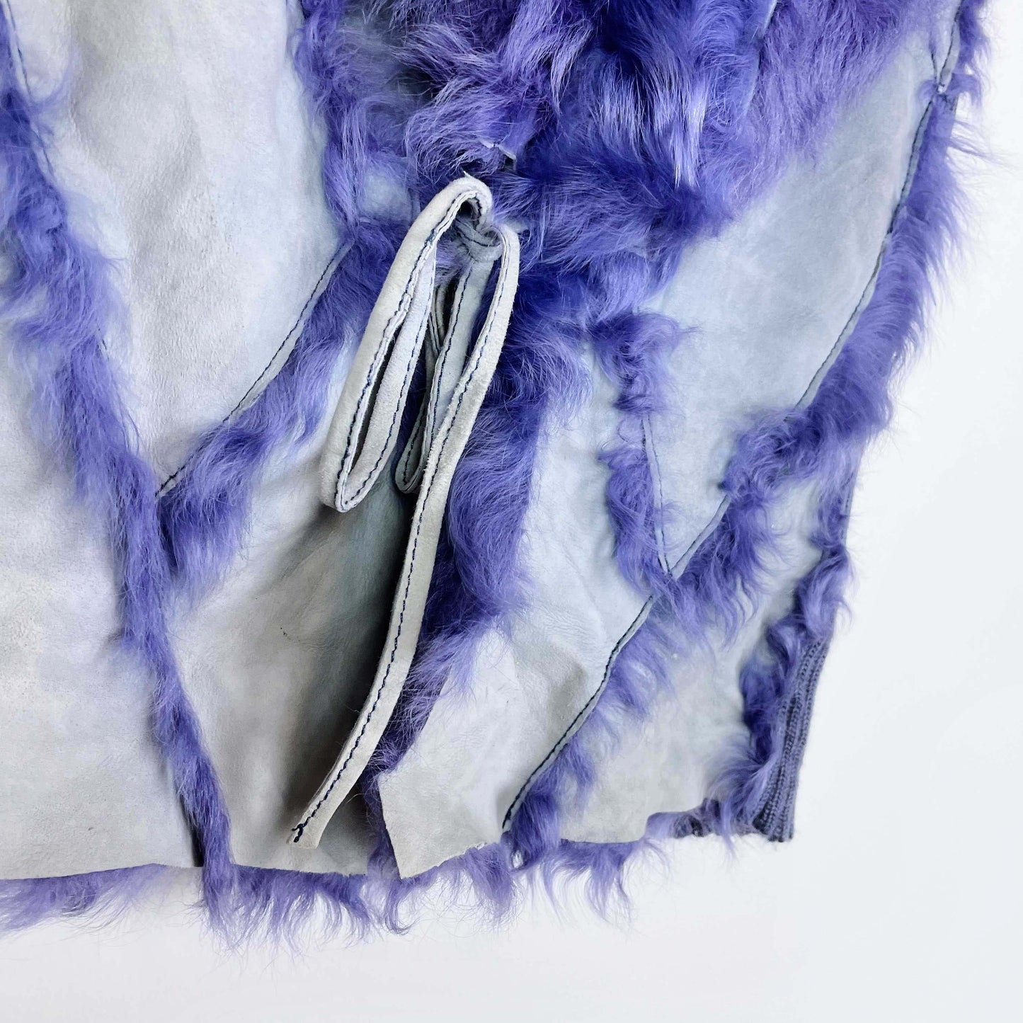 pelliarts purple mongolian sheepskin patch vest - size small