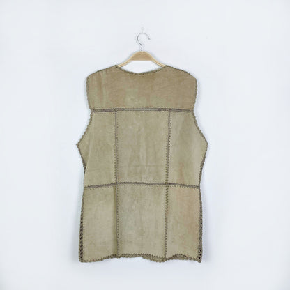 vintage boho patchwork suede crochet vest - size large