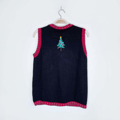 vintage compliments christmas tree knit vest - size medium