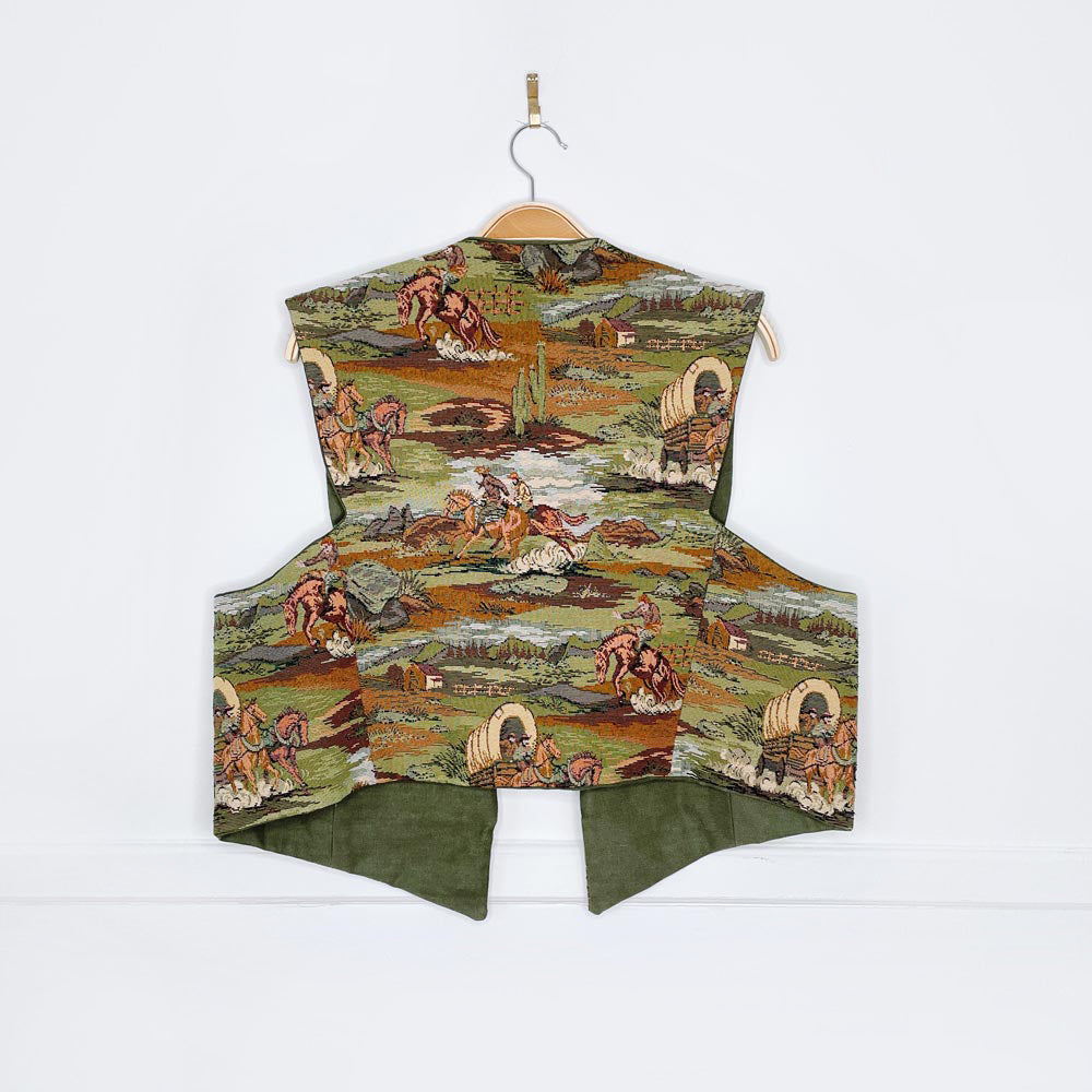 vintage skull concho woven outback tapestry vest