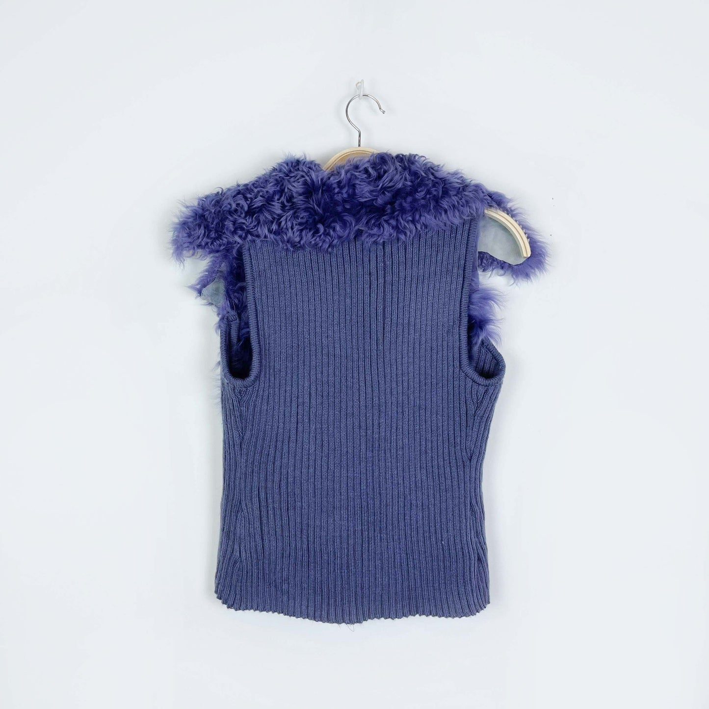 pelliarts purple mongolian sheepskin patch vest - size small