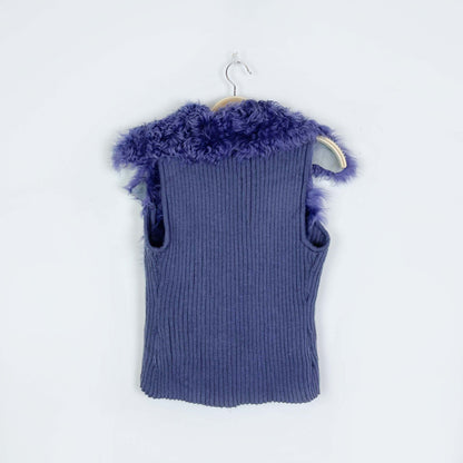 pelliarts purple mongolian sheepskin patch vest - size small