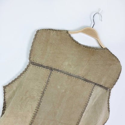 vintage boho patchwork suede crochet vest - size large