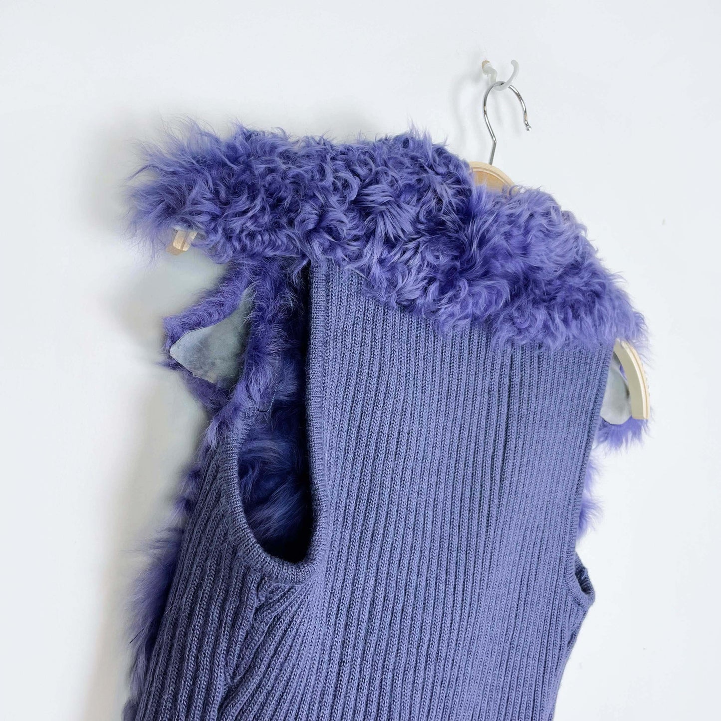 pelliarts purple mongolian sheepskin patch vest - size small