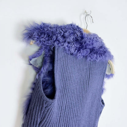 pelliarts purple mongolian sheepskin patch vest - size small