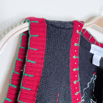vintage compliments christmas tree knit vest - size medium