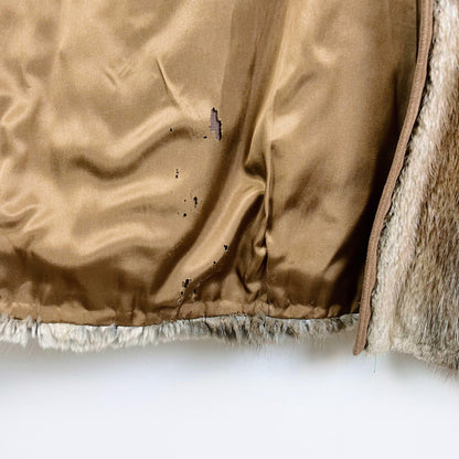 vintage mink chevron fur open long vest - one size