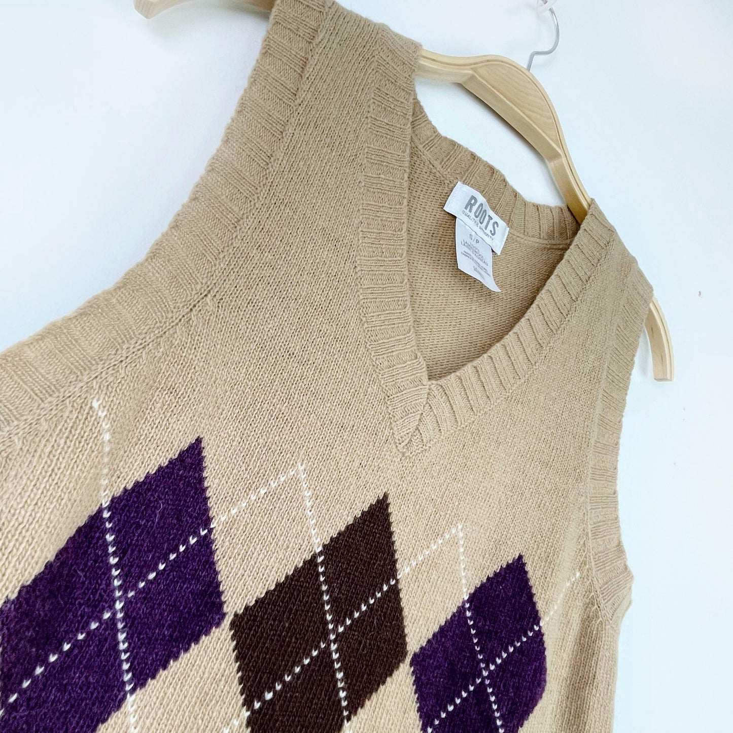 vintage roots wool argyle sweater vest