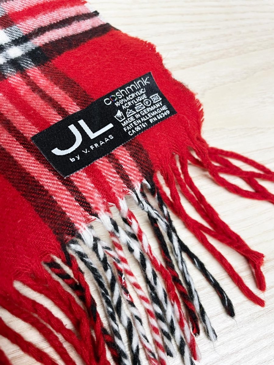 v.fraas cashmink plaid fringe scarf - good market thrift store