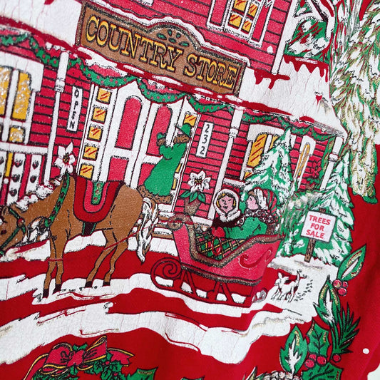 vintage land 'n sea holiday country store graphic crew - size large