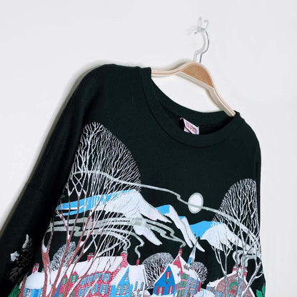 vintage made in usa winter village puff graphic crew