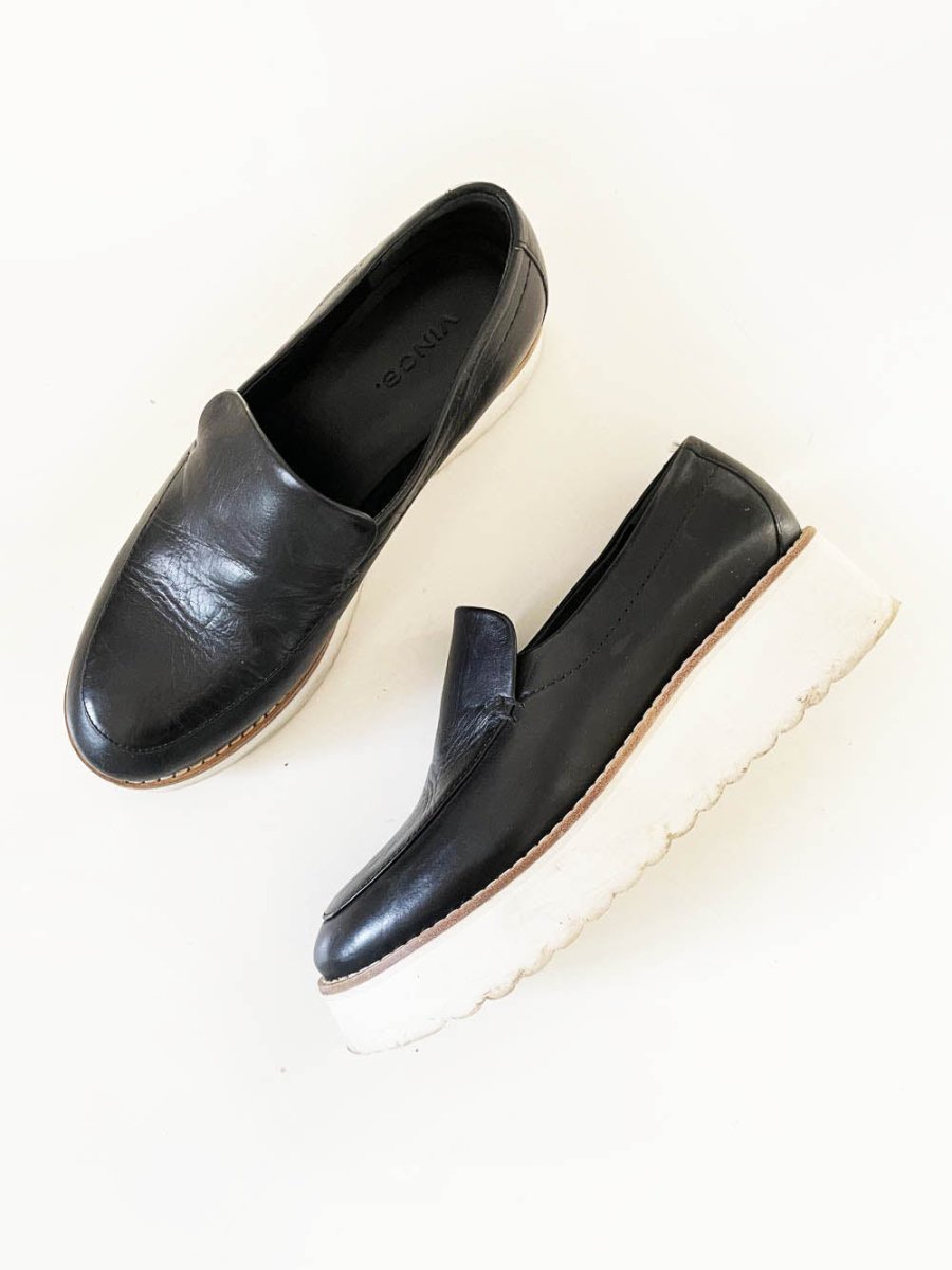 vince butter leather zeta platform loafer | lambskin - good market thrift store
