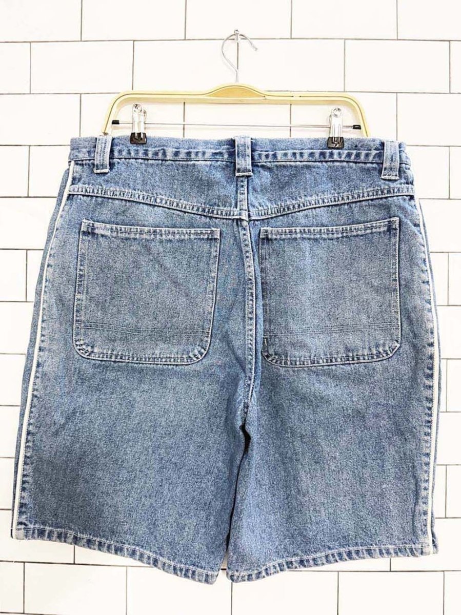 vintage 00s 725 originals white stripe long denim shorts - good market thrift store