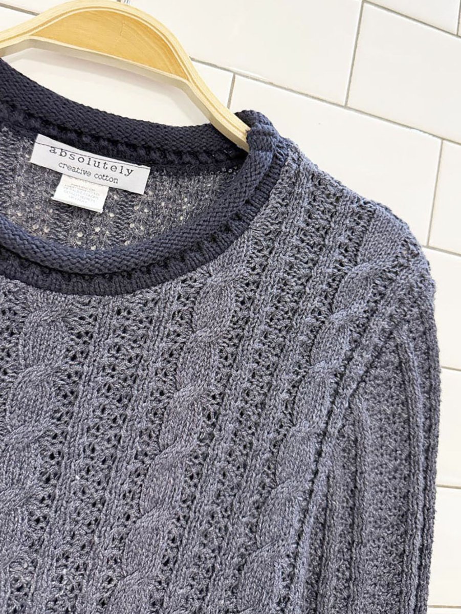 vintage 00s absolutely creative cotton cable knit sweater | made in USA - good market thrift store