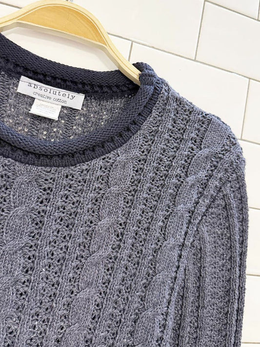 vintage 00s absolutely creative cotton cable knit sweater | made in USA - good market thrift store