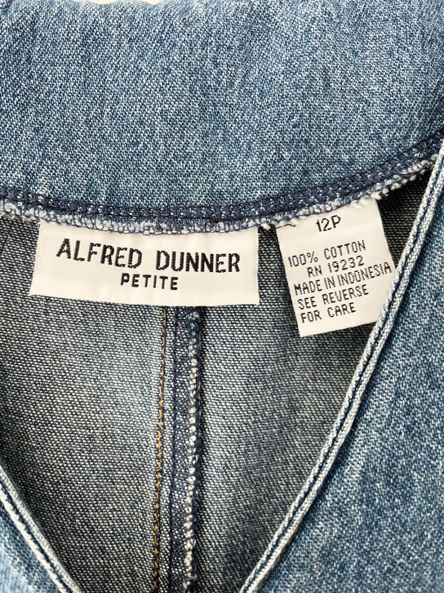 vintage 00s alfred dunner full button fitted denim midi dress - good market thrift store