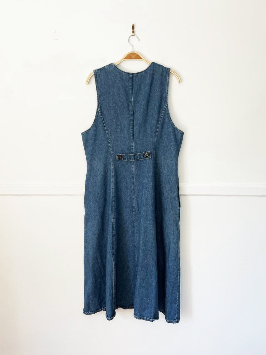 vintage 00s alfred dunner full button fitted denim midi dress - good market thrift store