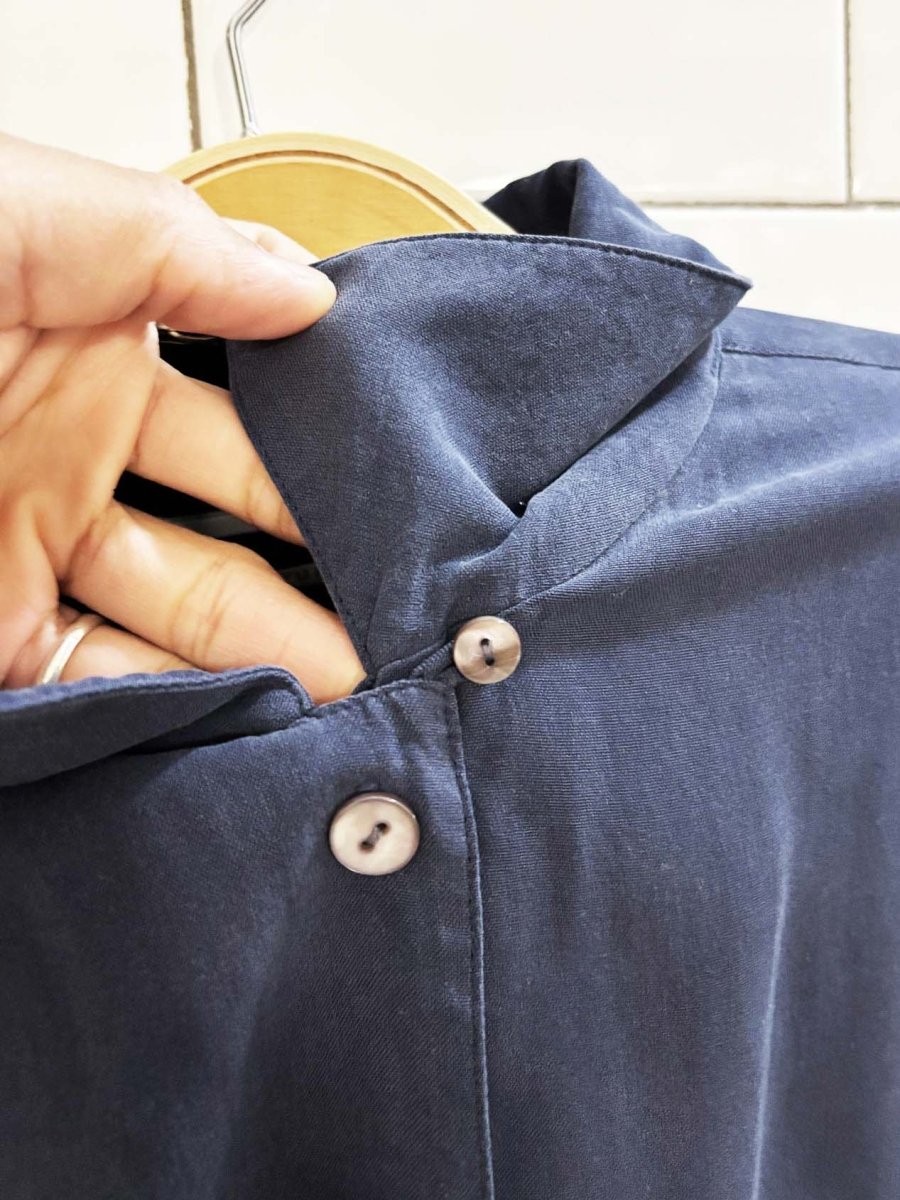 vintage 00s amanda smith 100% silk short sleeve shirt | loop collar - good market thrift store