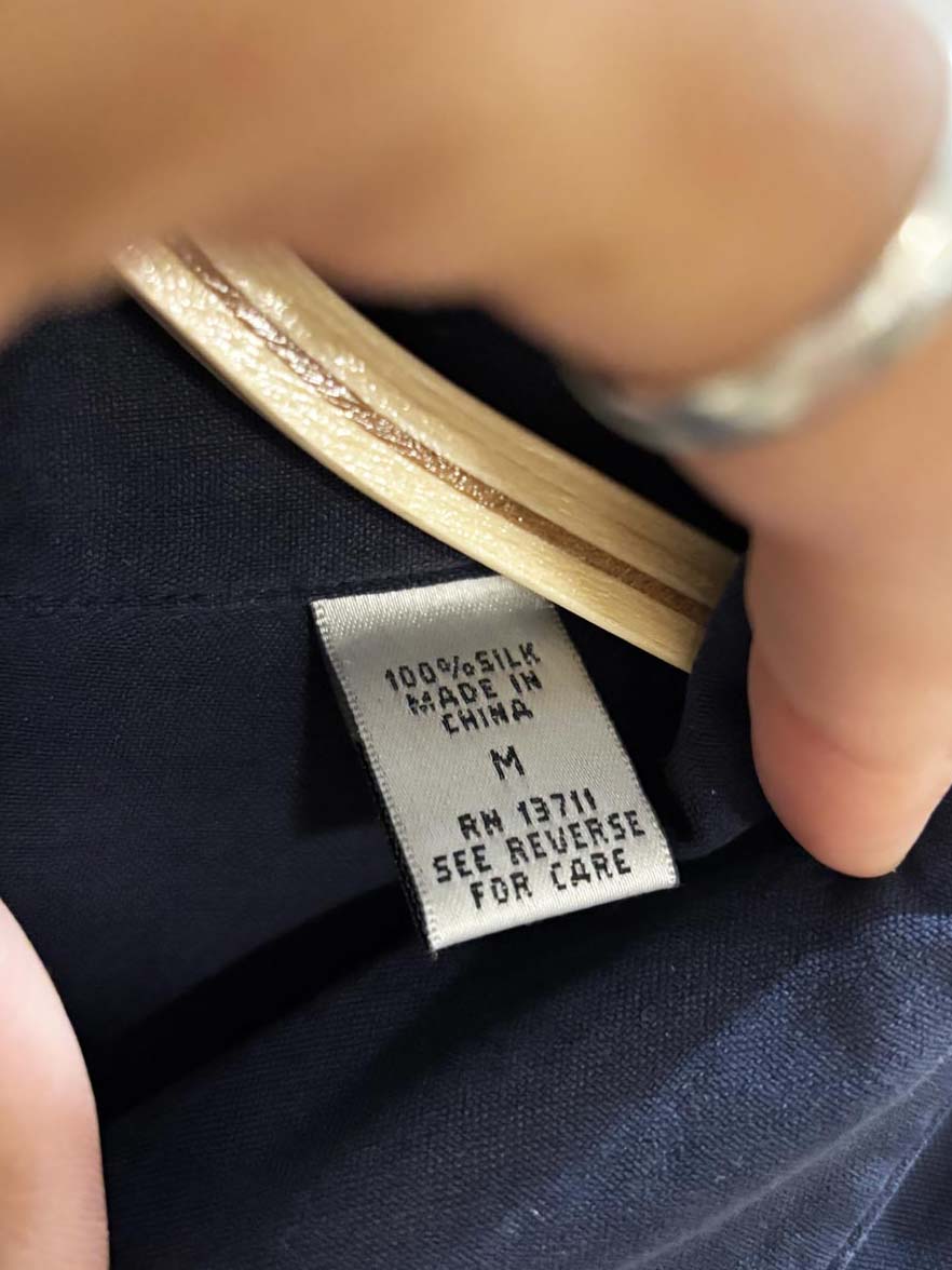 vintage 00s amanda smith 100% silk short sleeve shirt | loop collar - good market thrift store