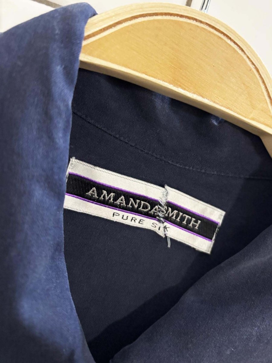 vintage 00s amanda smith 100% silk short sleeve shirt | loop collar - good market thrift store