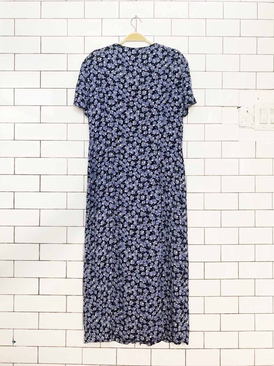 vintage 00s anne klein floral full button maxi dress | made in usa - good market thrift store