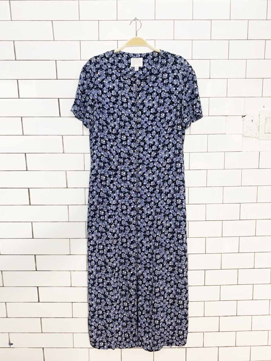 vintage 00s anne klein floral full button maxi dress | made in usa - good market thrift store