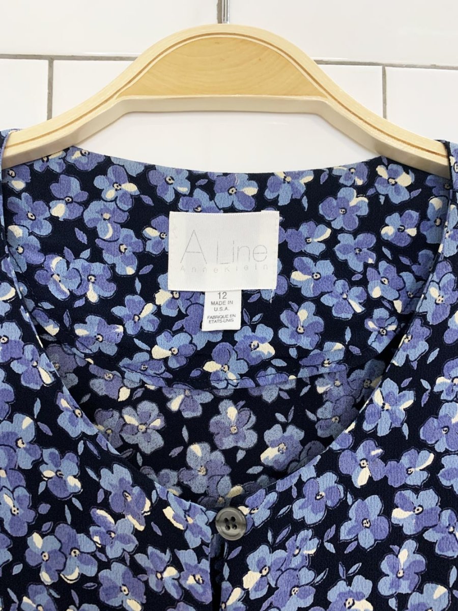 vintage 00s anne klein floral full button maxi dress | made in usa - good market thrift store
