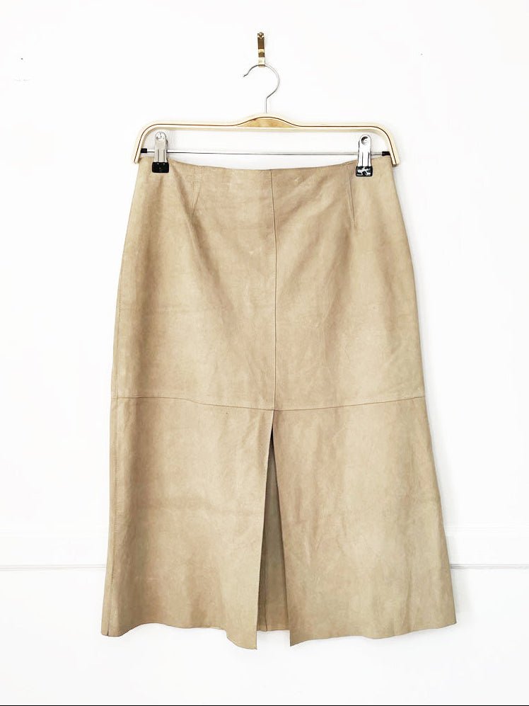 vintage 00s anne klein lamb suede midi skirt | leather - good market thrift store