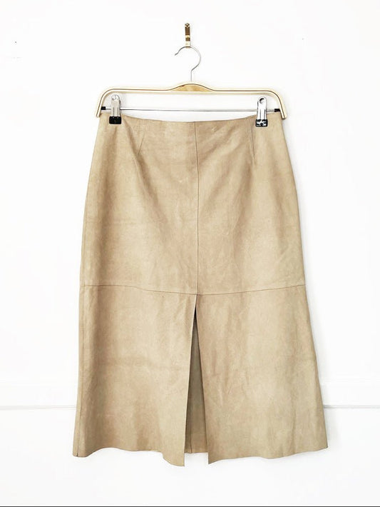 vintage 00s anne klein lamb suede midi skirt | leather - good market thrift store
