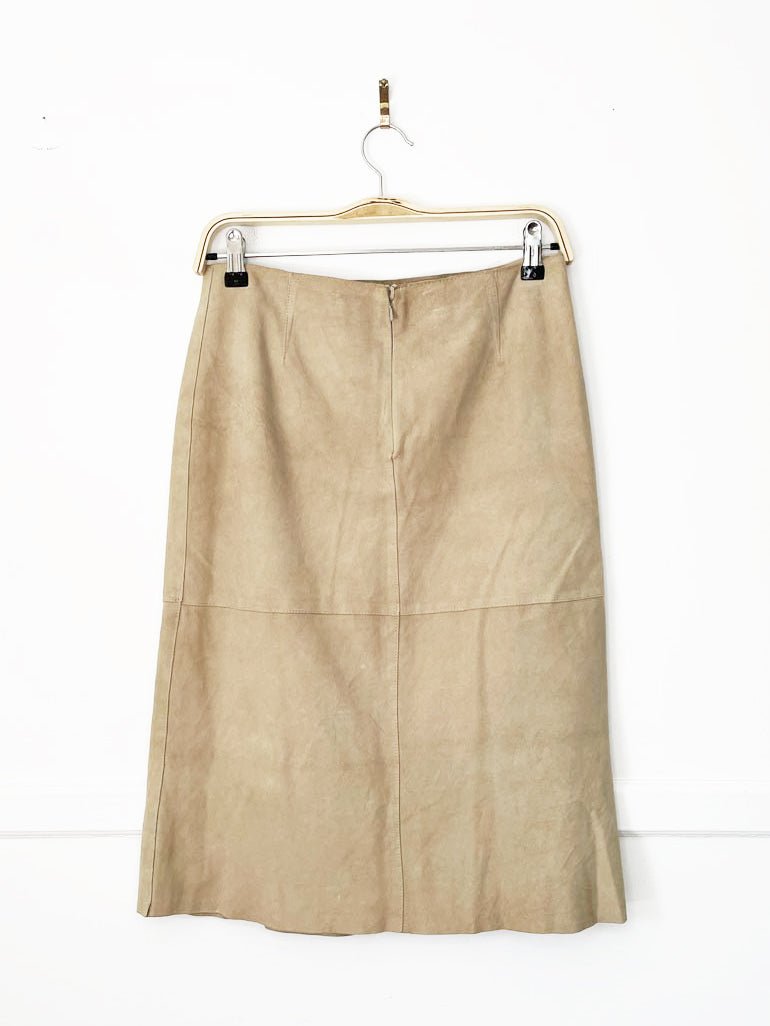 vintage 00s anne klein lamb suede midi skirt | leather - good market thrift store